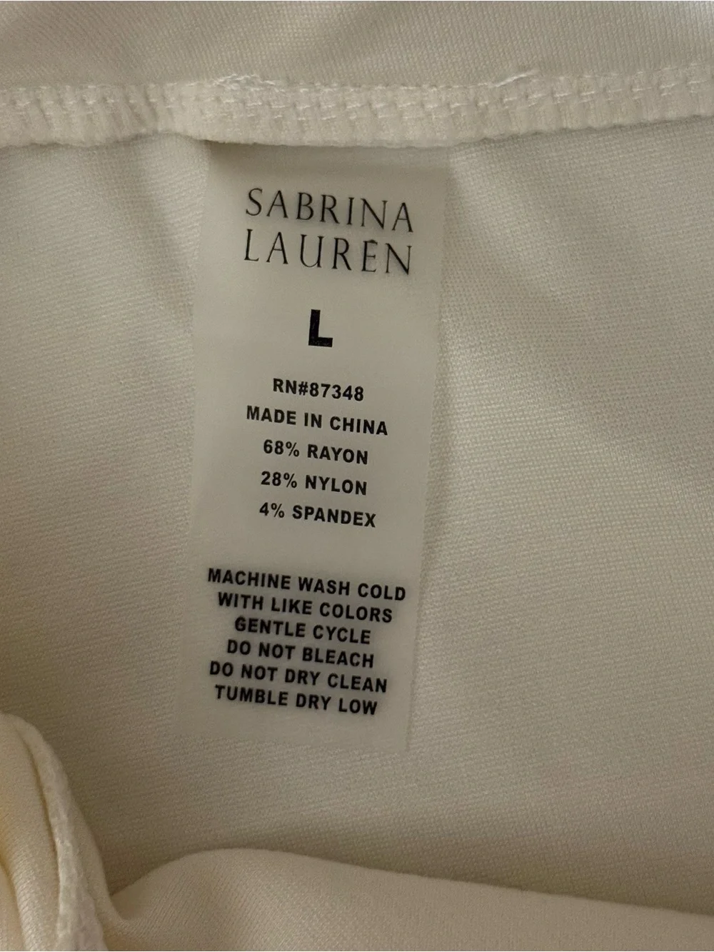 Sabrina Lauren Ultra Soft Stretch Skinny Pants Ivory‎ Size L Pull-On Slim Leg